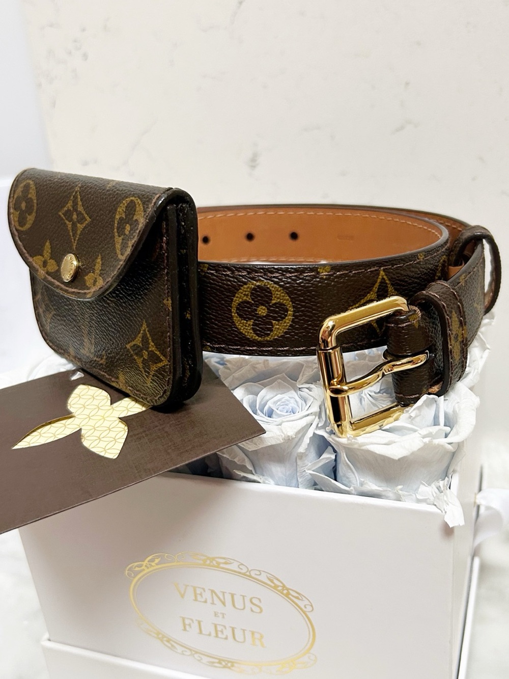 Authentic Louis Vuitton Ceinture Monogram Pochette Belt / Bum Bag